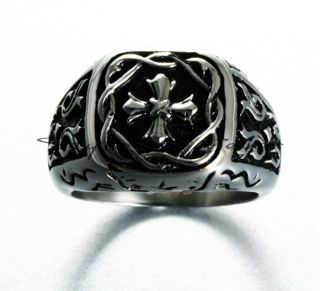 Rock Collection Ring aus Edelstahl  Ornament Kreuz  90