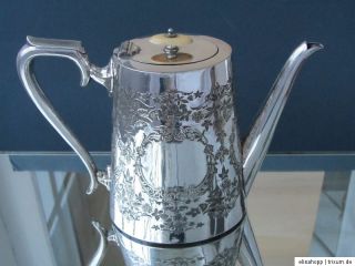 Große viktorianische Silber Kaffeekanne 1,5 L Teekanne versilbert