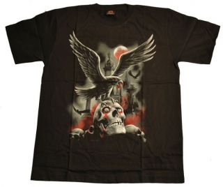 Gothic T Shirt mit Raben Friedhof Aufdruck