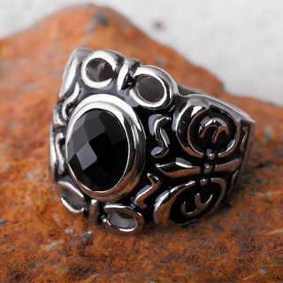 Prachtstück Onyx Edelstahl Gothic Stahl Siegel Ring