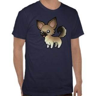 Cartoon Chihuahua (fawn sable long coat) t shirts by SugarVsSpice