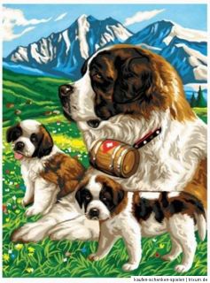 Malen nach Zahlen Bernhardiner Hunde Motiv Größe 30,5 cm x 22,5 cm