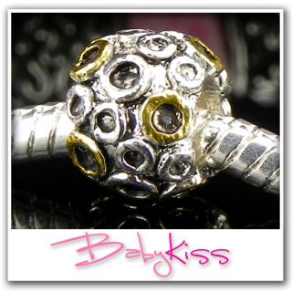 Original BabyKiss Beads   Kugel   BiColor Gold Strass Element Spacer