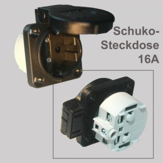 Anbau / Einbau Schuko Steckdose 16A 250V IP54 schwarz