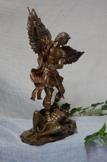 Skulptur Erzengel Michael mit Speer Figur Bronze Neu