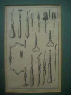 2x Chirurgie Arzt Instrumente Schaedelbohrer Faksimiledruck 1920
