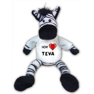 Plüschtier Zebra mit Ich liebe Teva T shirt Spielzeug