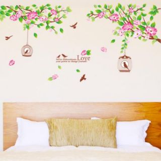 Charming Hibiscus Flower Tree Removable Wall Sticker Flower Room Decor