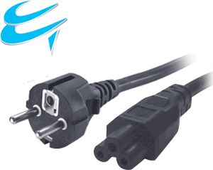 2m EU European mains power lead cable to C5 cloverleaf socket 2 pin