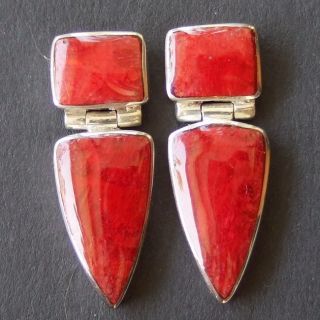 Ohrringe Rote Koralle Sterling Silber Schmuck Silver Coral Earrings