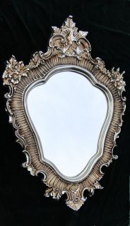 Barock Wandspiegel Spiegelgross 103x73cm Standspiegel Spiegel Silber