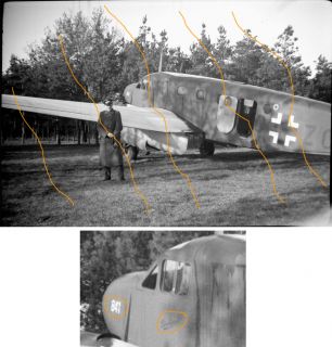 Foto Negativ Luftwaffe Flugzeug CAUDRON 445 Kennzeichen plane aircraft