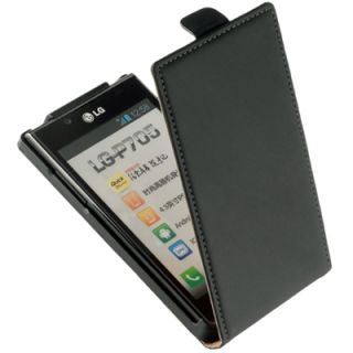Leder Flip Style Tasche schwarz f LG Optimus L7 P700 Etui Leather Case