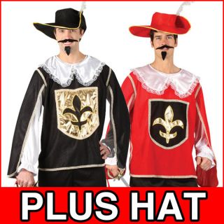Musketiere Herren Kostüm Verkleidung Mittelalter Party Schwarz Rot