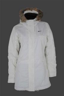 Nike Damen Outdoor Wintermantel   Wattiert   Fellkapuze   Weiß   Gr