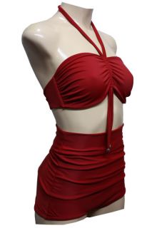 38 Bikini Retro 50s 50er Vintage Swimsuit Rockabilly Designer Rot