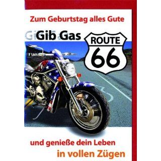 Karte Geburtstag Motiv Route 66 Motorrad, 5 Stück 