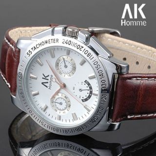 Fashion AK Homme weisse Damenuhr Herren Uhr Leder Armbanduhren