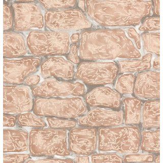 Strukturtapete Mauer, Naturstein, Fugen weiß/grau, Steine mit braun