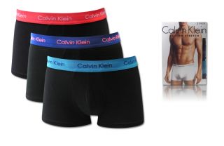 Pack Calvin Klein Herren Boxershorts low kurz schwarz bunter Bund S