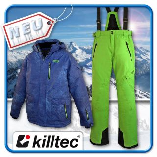 Skianzug Skijacke Skihose Jungen Blau/Neongrün Gr. 164