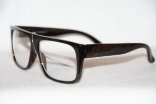 Flattop Nerd Brille Klarglas Sonnenbrille Geek Glasses schwarz o