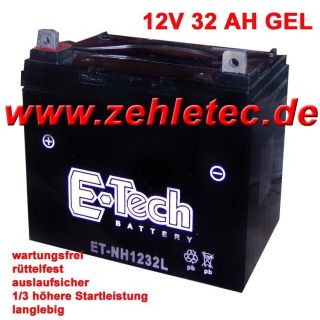 GEL Batterie 12V 30Ah 32 Ah Rasenmaeher Roller Motorrad 186x130x171mm