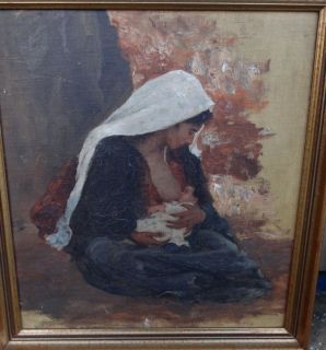  1928)  Junge Frau mit Kind, Öl/Leinen/Karton,, 196/12002