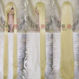 150cm supler long blonde gold straight Cosplay Wig 213