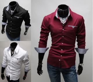 Neue Designer Mode Luxus Slim Fit Herren Shirt Weiß, Schwarz, Rot
