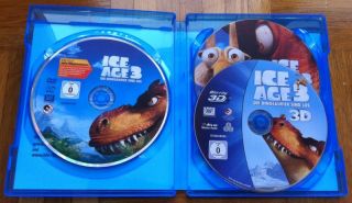 Ice Age 3 Die Dinosaurier sind los Blu Ray 3D DVD 3 Disk Set wie NEU