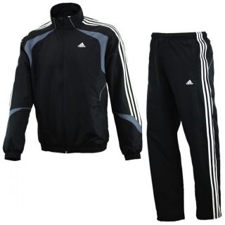 Adidas TS Basic 3 Stripe Herren Trainingsanzug schwarz/grau 3 Streifen