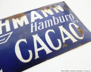 Uraltes Emailschild Chocolade Hamburg Reese & Wichmann, um 1900