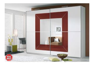 SCHWEBETÜRENSCHRANK FOCUS   WEIß/ ROT   B226   H223