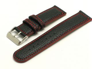 20mm Black/Red Leather watch Band for TAG Heuer