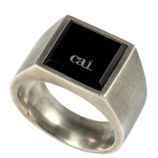 Cai Men Herren Ring 925 Sterlingsilber vintage oxidized Onyx schwarz