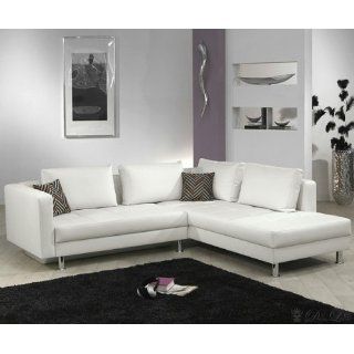 Sofa Miranda 145x100 cm Weiss Couch mit Ottomane Schlaffunktion