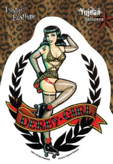 Derby Girl Leopard Print Pinup Chick Sticker Decal New
