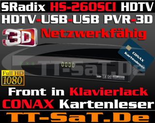 HS 260SCI HD HDTV USB PVR Sat Receiver 3D Klavierlack in Schwarz Conax