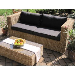 Lounge Sofa plus Tisch Rattan Polyrattan Geflecht Gartenmöbel natur