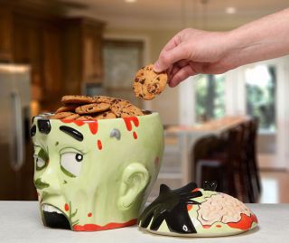Zombie Head Cookie Jar Think Geek Gift Biscuit Food Container Ceramic