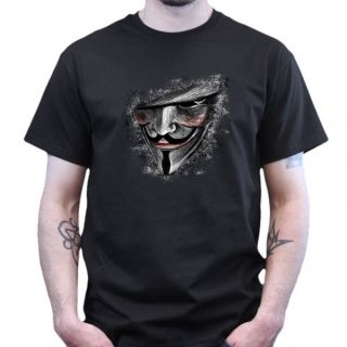 for Vendetta / Guy Fawkes / Anonymous T Shirt   Schwarz NEU