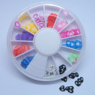 DIY 3D Mix Fimo Nail Art Nail Tip Polymer Clay Slices Decoration Wheel