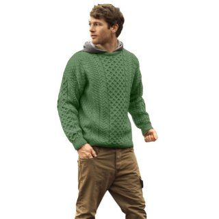 Herren Merinowolle Aran Sweater grün