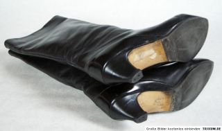 Vintage Stiefel Peter Kaiser Leder Schwarz Absätze neu 37 VTG Boots