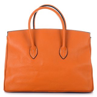 ROUVEN Orange & Silver GRACE 40 Bag Leder Handtasche