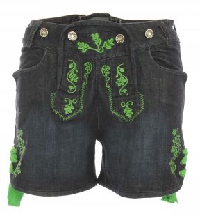 Jeans Lederhose Stupsi in blau/grün von Almsach