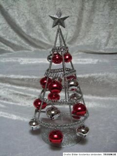 Weihnachtsbaum Tannenbaum Glockenbaum Metall Silber Rot Glitzer