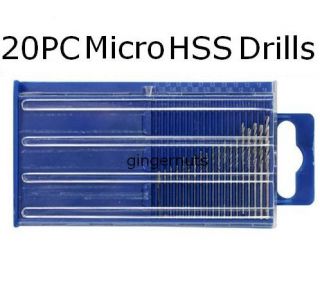 20PC Micro Twist Drill Bits HSS PCB & Model Making Jewellery Craft