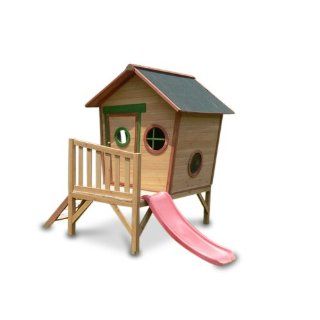 Kinderspielhaus Stelzenhaus aus Holz mit Rutsche Garten